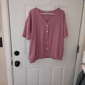 Absolutely Famous Mauve Button-Up Top
